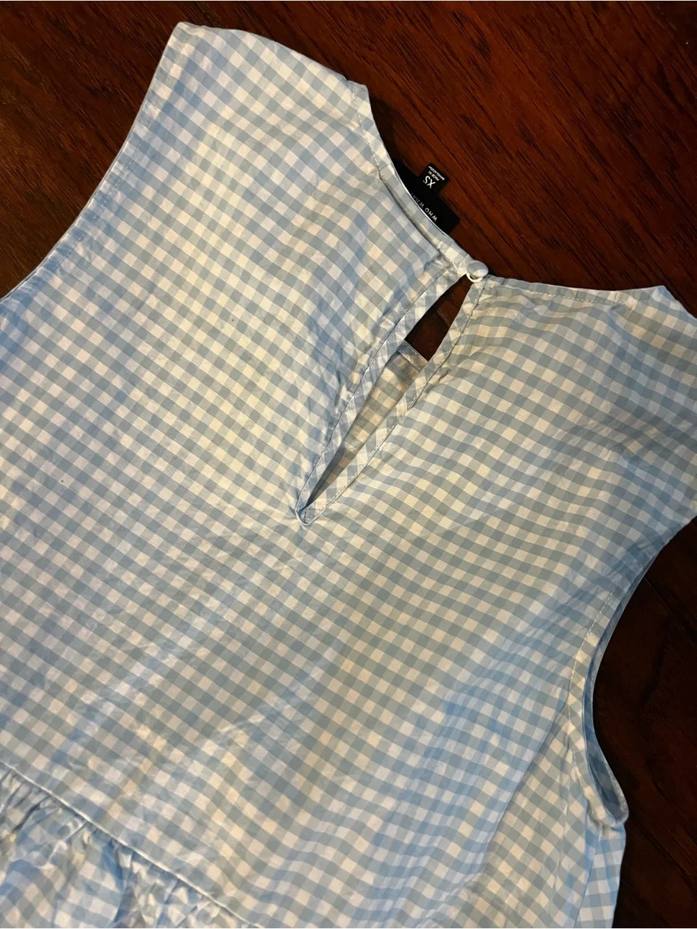 Who What Wear Blue Gingham Tiered Ruffle Mini Dress XS Sleeveless Cottagecore